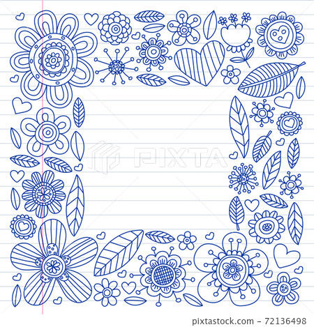 Vector flower pattern. Vintage card with flowers on background. Book cover with flower texture. Vector illustration. 72136498