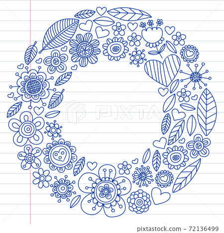 Vector flower pattern. Vintage card with flowers on background. Book cover with flower texture. Vector illustration. 72136499