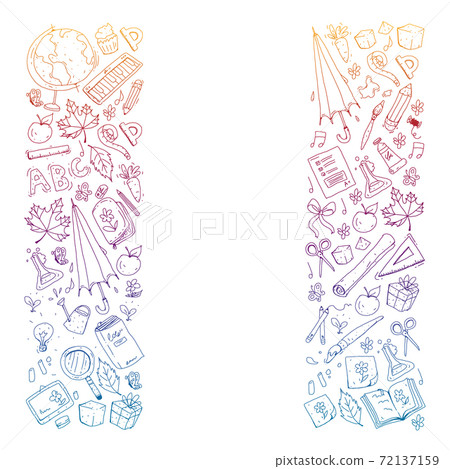 Back to school vector pattern. Education icons for children. 72137159