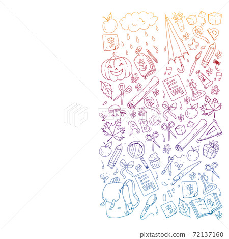 Back to school vector pattern. Education icons for children. 72137160