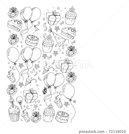 Birthday party. Pattern for invitations, banners, templates. 72138010