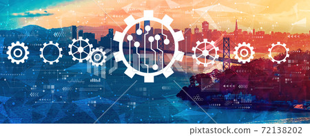 Automation concept with the Bay Bridge in San Francisco 72138202