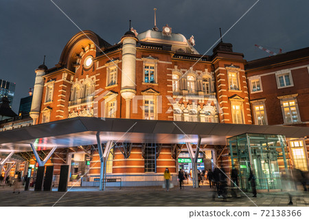 Tokyo cityscape of Japan Overlooking the south exit of Tokyo Station and the red brick station building (night view) = November 27 72138366