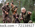 Family Man and Sons Hunting with Pointer Dog. 72138927