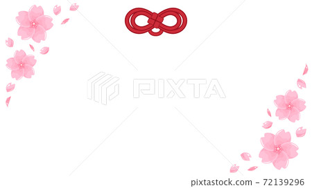 Amulet string_double leaf knot and cherry blossom frame illustration_16: 9 Amulet string_double leaf knot and cherry blossom frame illustration_16: 9 72139296