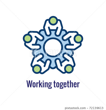 Companies merging together, one buying out the other - icons Companies merging together, one buying out the other - icons 72139613