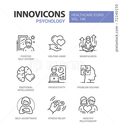Psychology concept - line design style icons set 72140150