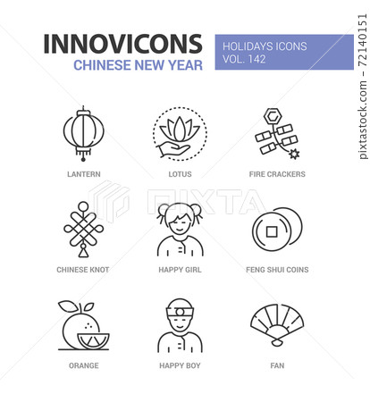 Chinese New Year - colorful line design style icons set 72140151