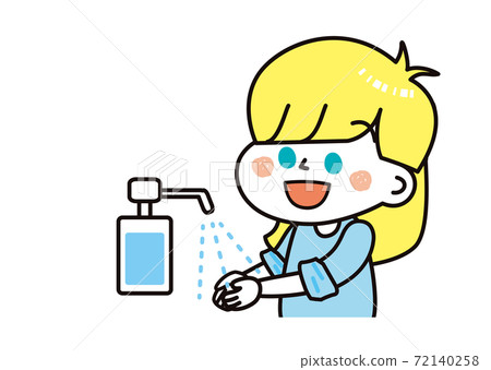 Infectious disease control Caucasian girl alcohol disinfection Infectious disease control Caucasian girl alcohol disinfection 72140258