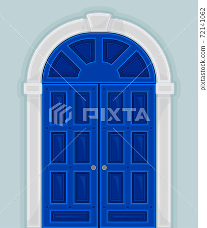 Arched Blue Double Door as Building Entrance Exterior Vector Illustration Arched Blue Double Door as Building Entrance Exterior Vector Illustration 72141062