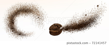 Explosion of coffee bean and arabica ground 72141457