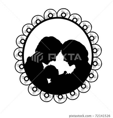 Silhouette in frame happy parents father and mother holding newborn baby 72141526