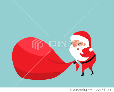 Christmas Santa Claus pulling a huge red bag of... - Stock Illustration ...