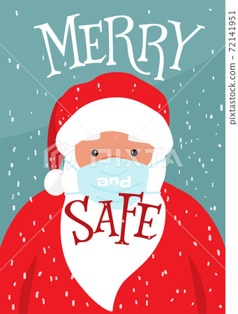 Cute christmas santa claus face in medical mask... - Stock Illustration  [72141951] - PIXTA