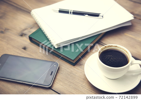 notebook, pen, coffee and phone notebook, pen, coffee and phone 72142899