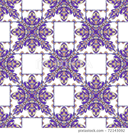 Abstract vector seamless pattern with bright tribal ornament 72143092