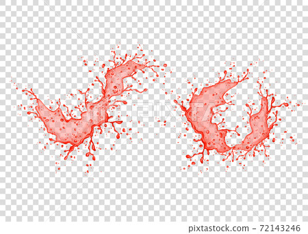Red juice  splash and drops isolated on transparent background. 72143246