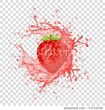 Strawberry juice splash and realistic summer fruit. 72143248