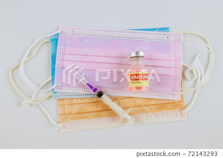 Medical vaccination vaccine vial dose the new CoronaVirus SARS-CoV-2 injection  immunization 72143293