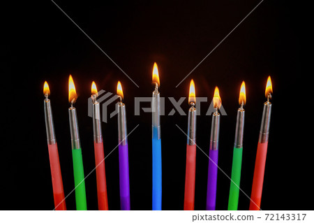 Religion Jewish Hanukkah holiday for in hanukkiah Menorah with burned candles 72143317