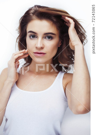 beauty blond woman with long curly hair close up isolated, hairstyle waves smiling beauty blond woman with long curly hair close up isolated, hairstyle waves smiling 72143865