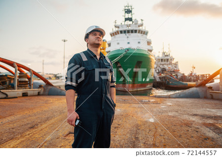 Marine Deck Officer or Chief mate on deck of offshore vessel or ship Marine Deck Officer or Chief mate on deck of offshore vessel or ship 72144557