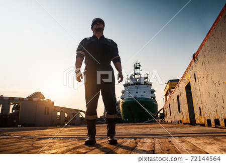 Marine Deck Officer or Chief mate on deck of offshore vessel or ship Marine Deck Officer or Chief mate on deck of offshore vessel or ship 72144564
