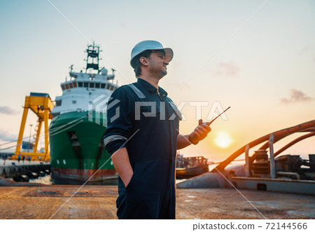 Marine Deck Officer or Chief mate on deck of offshore vessel or ship Marine Deck Officer or Chief mate on deck of offshore vessel or ship 72144566