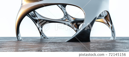 abstract metal steel architecture render 3d illustration on conrete surface 72145156