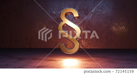 golden glowing paragraph symbol on concrete background 3d render illustration 72145159