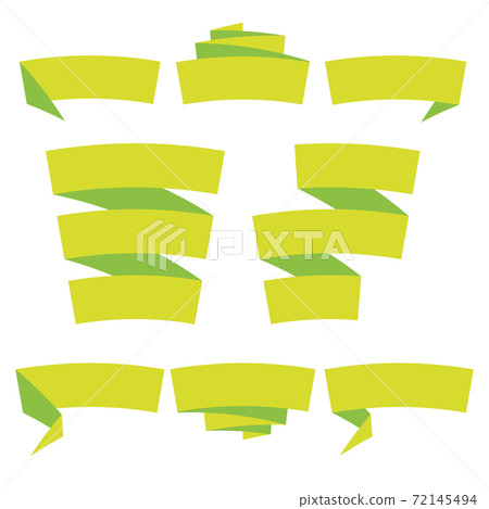 Folded ribbon banner set. Collection of green label templates. Vector illustration 72145494
