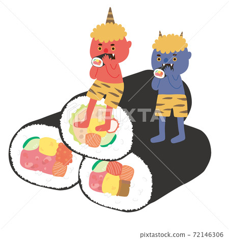 Akaoni Aooni who rides on a big Ehomaki and eats Ehomaki Akaoni Aooni who rides on a big Ehomaki and eats Ehomaki 72146306