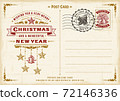 Vintage Christmas Typography Postcard. Editable EPS10 vector illustration in retro woodcut style with gradient mesh and transparency. 72146336