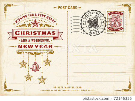 Vintage Christmas Typography Postcard. Editable EPS10 vector illustration in retro woodcut style with gradient mesh and transparency. Vintage Christmas Typography Postcard. Editable EPS10 vector illustration in retro woodcut style with gradient mesh and transparency. 72146336