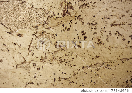 The texture of a cork tree. Empty yellow surface with cracks. Abstract background close-up.  72148696