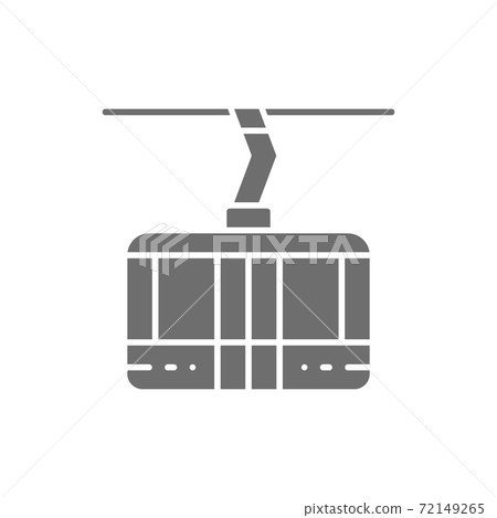 Ski lift, cable car, cabin cableway grey icon. 72149265