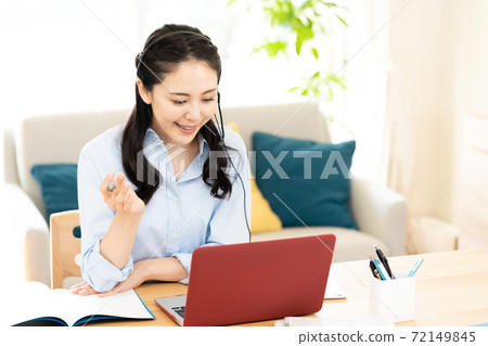 Woman making a video call 72149845