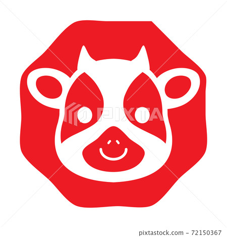 Cute Ox face stamp for New Year's cards Cute Ox face stamp for New Year's cards 72150367