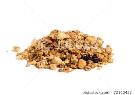 pile of Granola isolated on white background 72150432