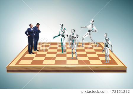 Concept of rivalry between robots and humans Concept of rivalry between robots and humans 72151252