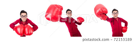 Funny boxer isolated on white 72153189