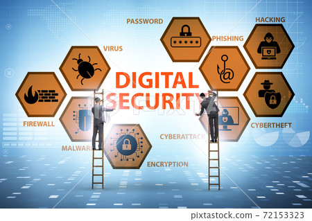 Digital security concept with key elements 72153323