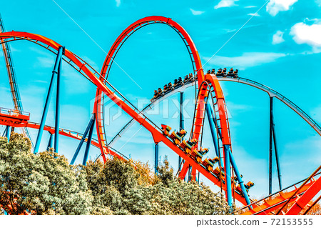 Roller Coaster in funny amusement  park 72153555