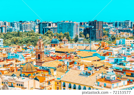 Panoramic view  of Valencia, is the capital of the autonomous co 72153577