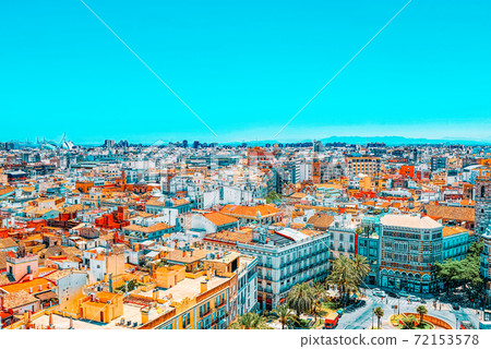 View above on square, Plaza of the Queen (Placa de la Reina) in View above on square, Plaza of the Queen (Placa de la Reina) in 72153578