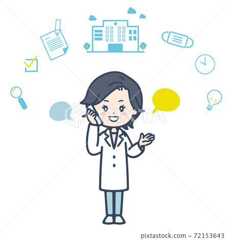 一位女醫生回應電話諮詢的插圖 72153643