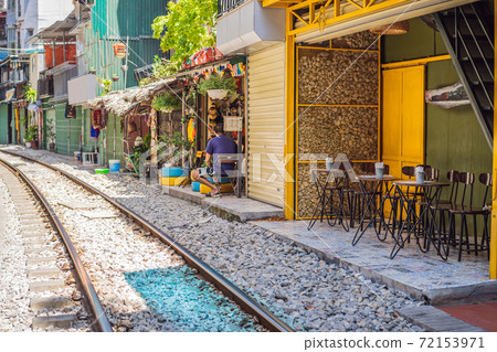 Hanoi train street, old house and railroad in Hanoi, Vietnam 72153971
