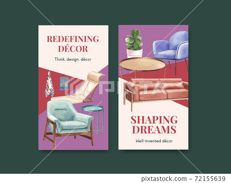 Instagram template with luxury furniture concept design social media and digital marketing watercolor vector illustration Instagram template with luxury furniture concept design social media and digital marketing watercolor vector illustration 72155639