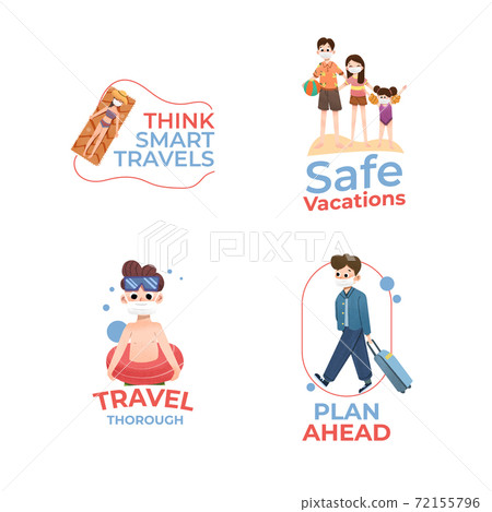 Logo design with COVID-19 prevention concept for branding and  marketing watercolor vector illustration. 72155796