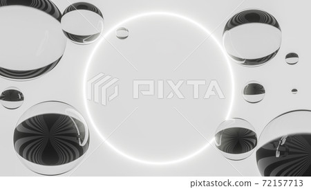 3D Glass spheres with glow neon ring in the... - Stock Illustration ...